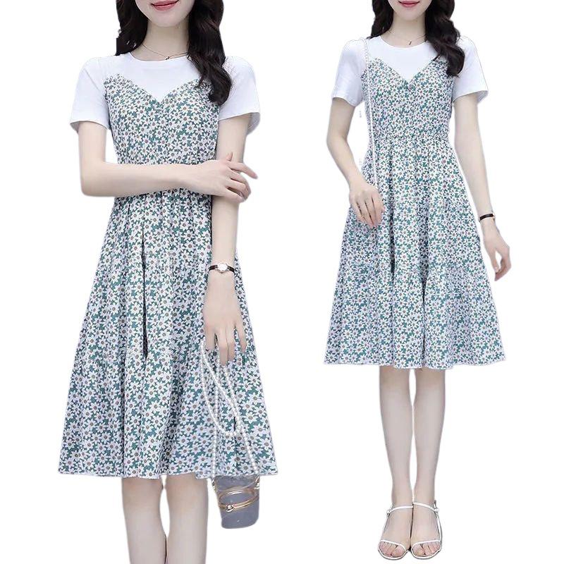 2026 Summer Floral Chiffon Petite Dress: Elegant, Youthful Two-Piece Style