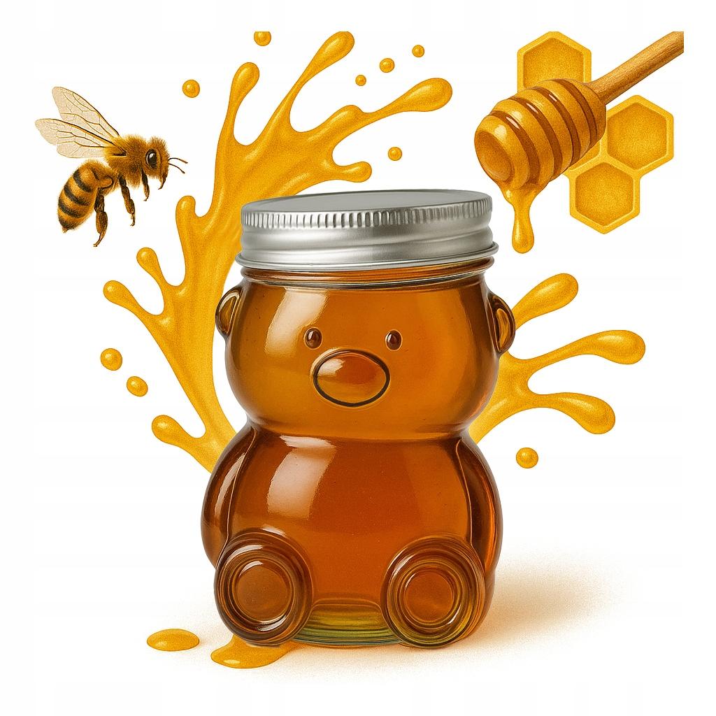 12x Glass Jar 150ml Bear with lid, decorative, for honey, jam, gift