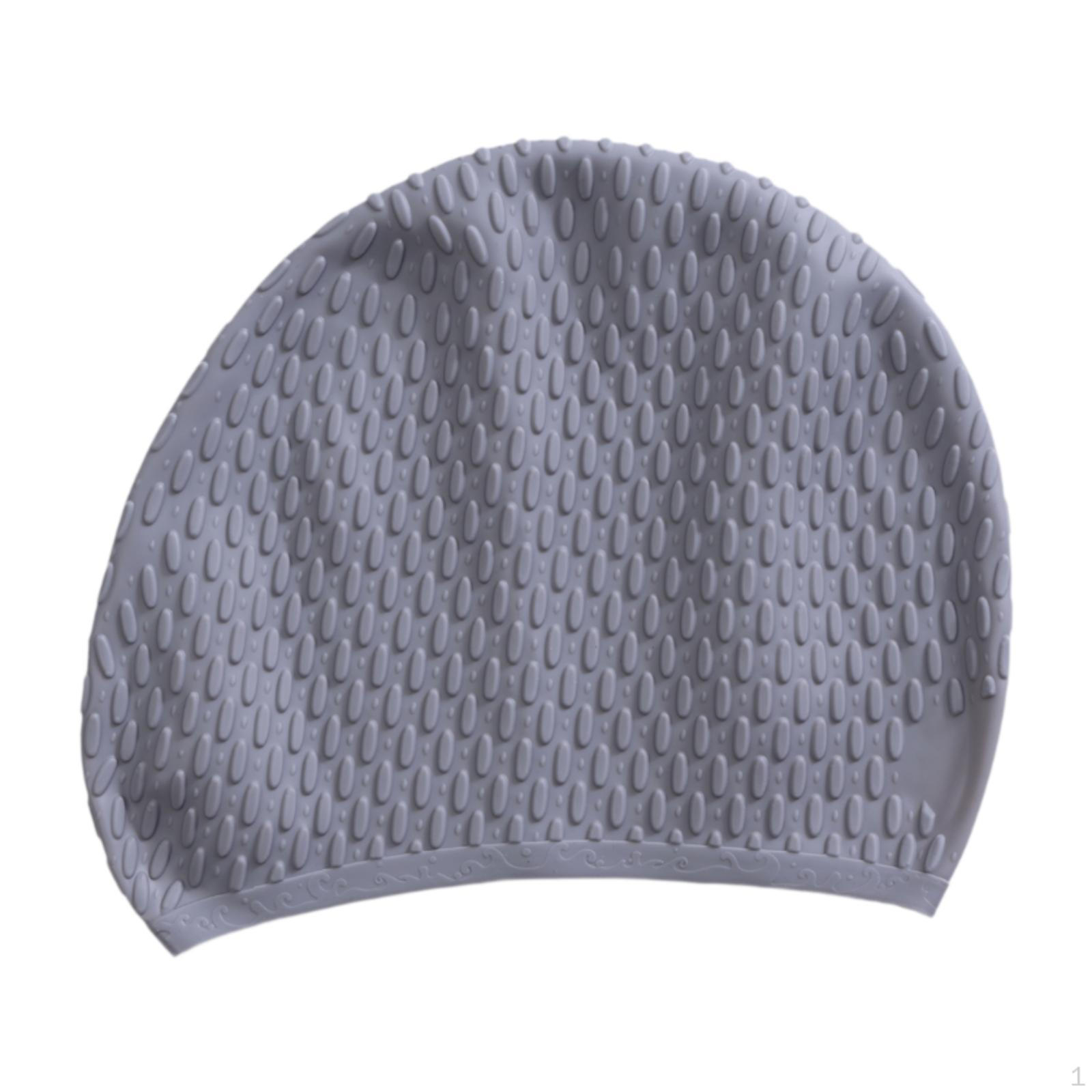 

Взрослая силиконовая шапочка для плавания водонепроницаемая мягкая устойчивая защита для длинных волос и ушей удобная для серый