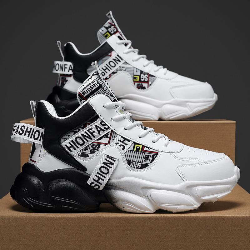 Frühlings-Herrenschuhe neue atmungsaktive High-Top-Schuhe Herren-Trend vielseitige innen erhöhende Sportschuhe lässige Dad-Trendschuhe