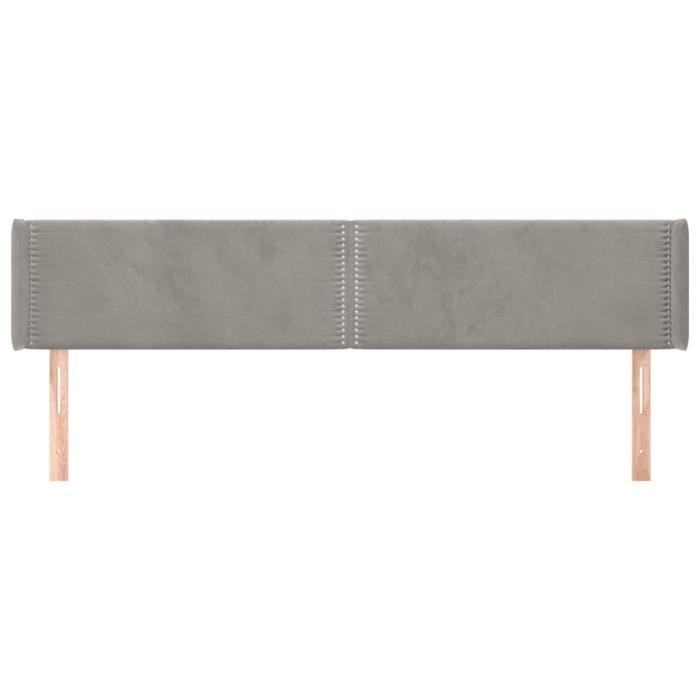 VidaXL Tête de lit avec oreilles Gris clair 203x16x78-88 cm Velours3118694
