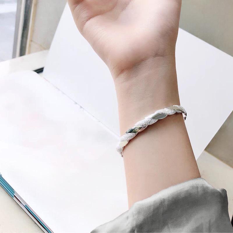 Новый модный серебряный витой браслет: Классический матовый переплетенный браслет  Любовь  для женщин