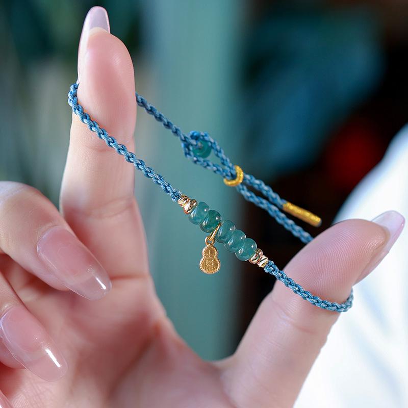 Natural Blue Jade Abacus Bead Bracelet in Retro Chinese Style