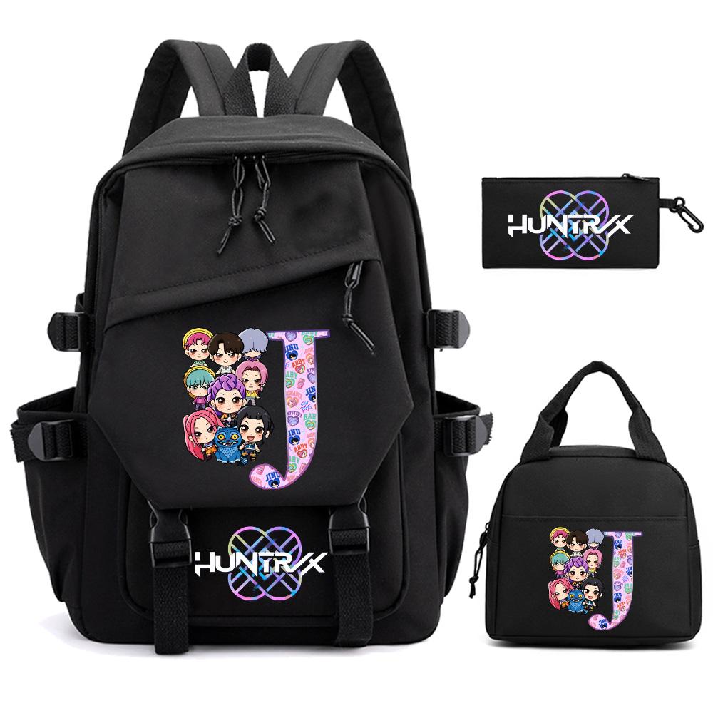 3Pcs/set 26 English Letter English Letter A-Z Printed Backpack for Teenger Children Student Schoolbag Girl Gift Women Travel Bag Mochila