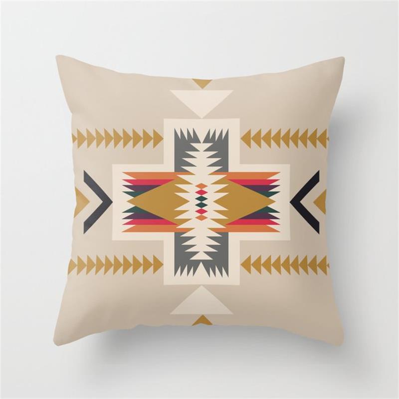 Ethnic Style Pillowcase Abstract Retro Geometric Linen Pillowcase Indian Style Decorative Cushion Cover