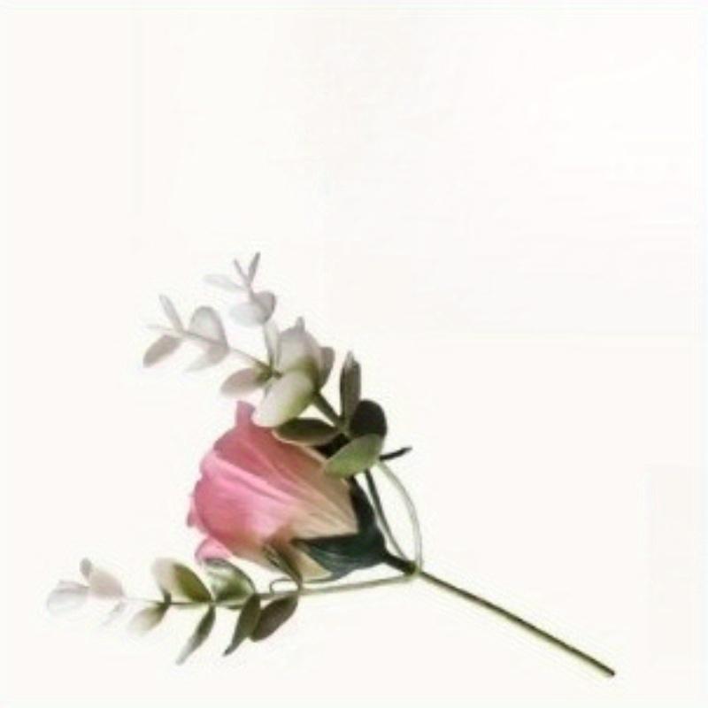 

5 Pcs 5-Pronged Eucalyptus Rose Artificial Silk Bouquet, Suitable for Home Decoration розовый