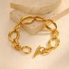 Stainless Steel Geometric Link Chain Bracelets for Women, Toggle Clasp Bangle, Minimalist Jewelry Wholesale