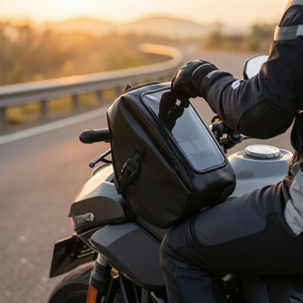 Motorcycle Phone Bag with Clear Window Non-slipSlip Storage Compact