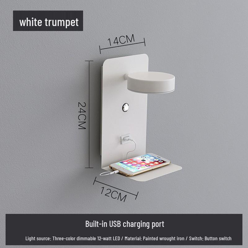 USB Charging LED Wall Lamp: Dimmable Bedroom and Study Light, No Wiring Needed