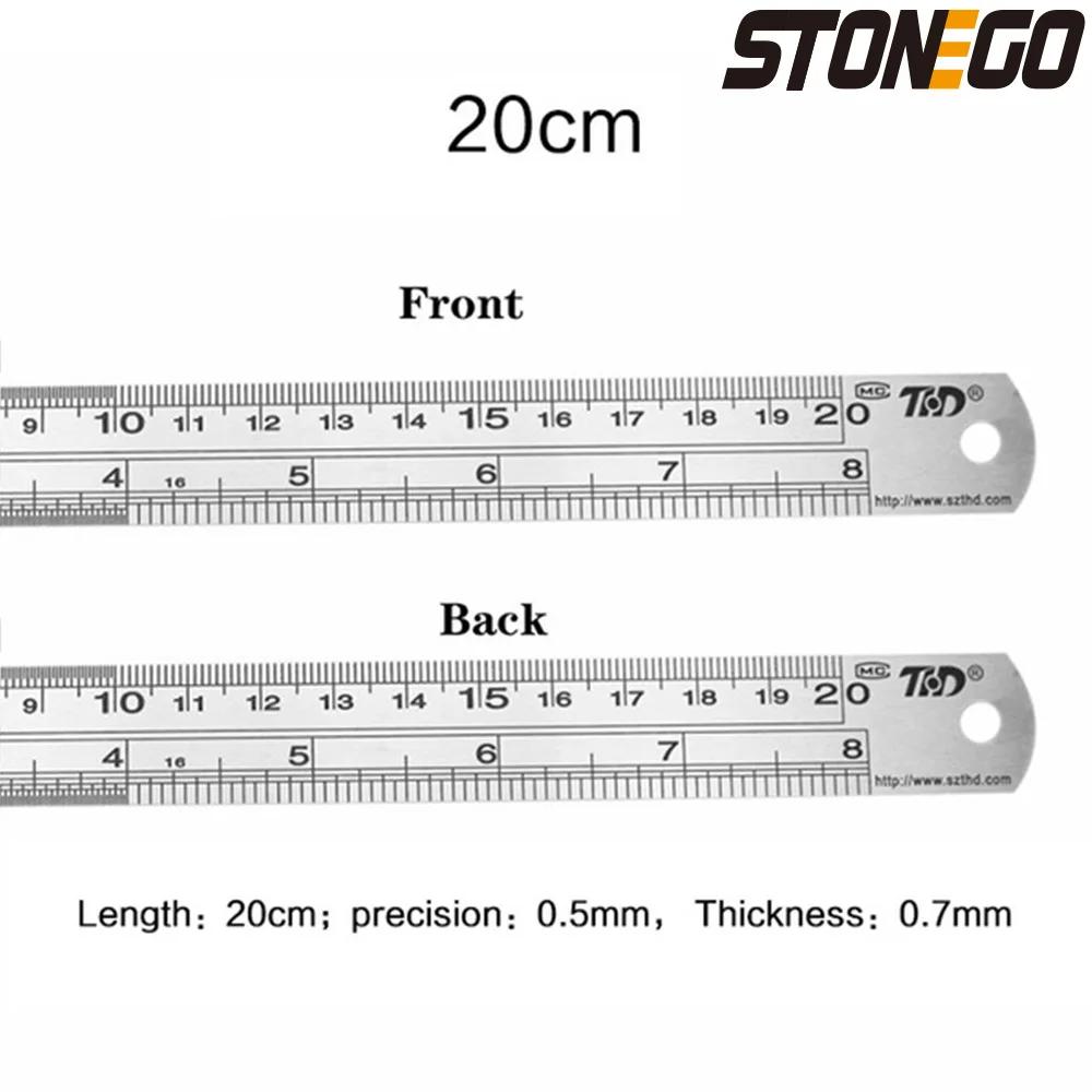 Stainless Steel Ruler Set 6 8 12 16 20 Inch Metal Rulers High Precision Double-Sided Graduation Scale Office Drawing Tools