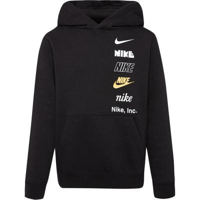 Nike Kapuzenpullover Einfarbig Bedruckter Schriftzug Kinder Sweatshirt Schwarz DX5158-010