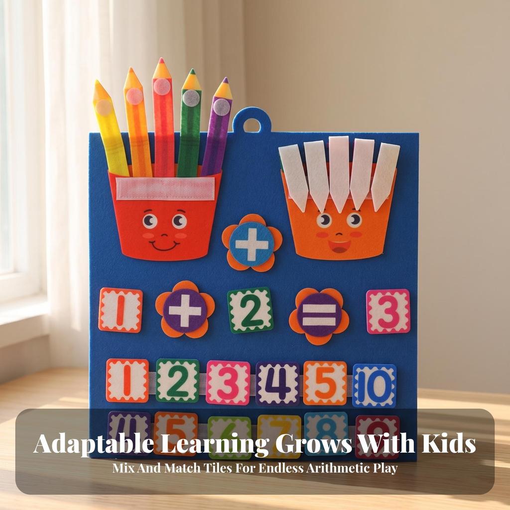 Counting Board with Felt Fingers Hands-on Educational Toy Portable for Preschool