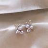 Korean Silver Needle Rhinestone Pearl Flower Stud Earrings - Elegant, Versatile Women's Accessory