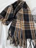 Winter Women Retro Knitted Scarf Headscarf Mujer Lady Men Elegant Preppy Plaid Print Scarve Foulard Wrap Shawl Unisex Korean New