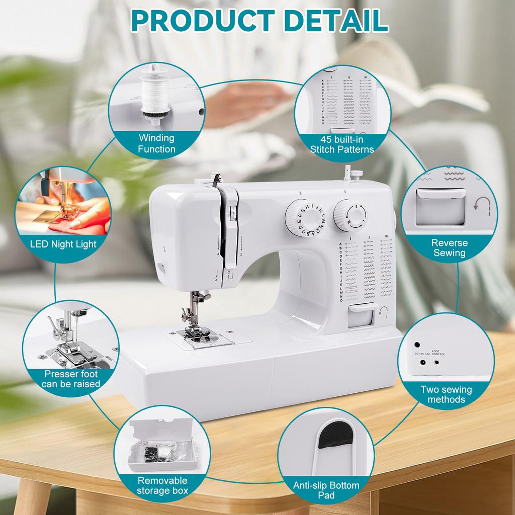 EU Stock 818 Mini Household Electric Household Sewing Machine Free Arm Speed Pedal Quilting FR Machine a Coudre Portable