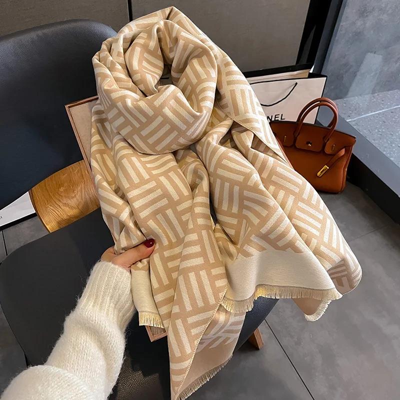 Nový Zimný Hrejivý Kašmírový Šál Dámsky Šál Pashmina Hrubý Šál Deka Bufanda Cestovný Šál Dámsky Vzorovaný Šál