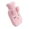 Heißwasserflasche Abnehmbar Waschbar Niedlich Plüsch Cartoon Hase Heißwasserbeutel mit Bezug Rosa