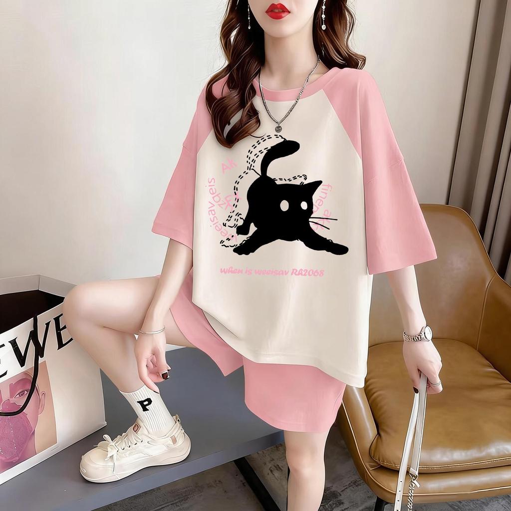 Plus Size Women's Summer Fashion Cotton Raglan T-Shirt