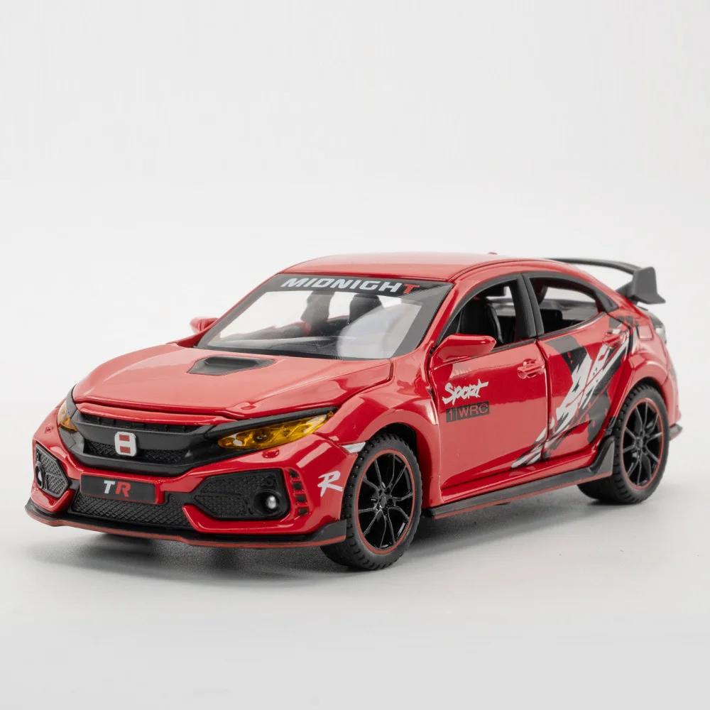 

1/32 Alloy Diecast Honda Civic TYPE-R Sport Car Model Toy with Light Music Wheel Pull Back Vehicle Toys Gifts for Boy Collection червоний