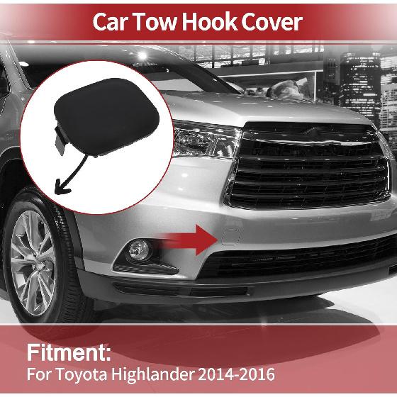 Right Front Car Tow Hook Cover Cap for Toyota Highlander 2014-2016 Bumper Tow Hook Cover No.521270E926 Black Plastic 1 Pc