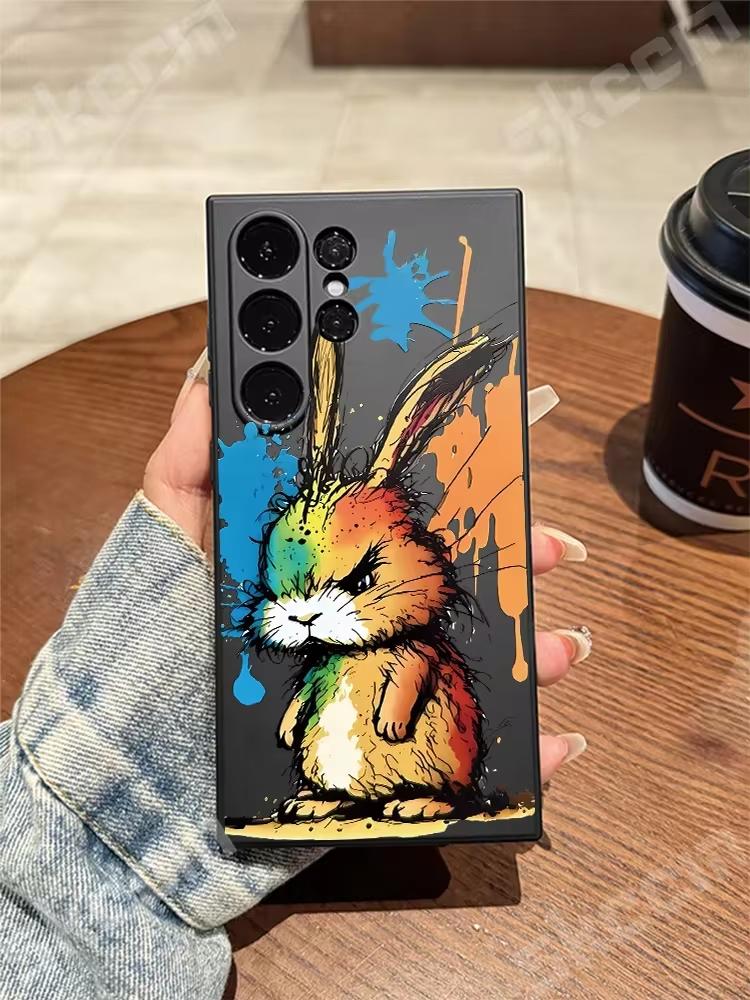 Cute Colorful Rabbit Phone Case For Samsung Galaxy S24 S23 Ultra S22 Plus S20 FE A15 A35 A50 A51 A54 A55 A71 A72 A73 Soft Cover