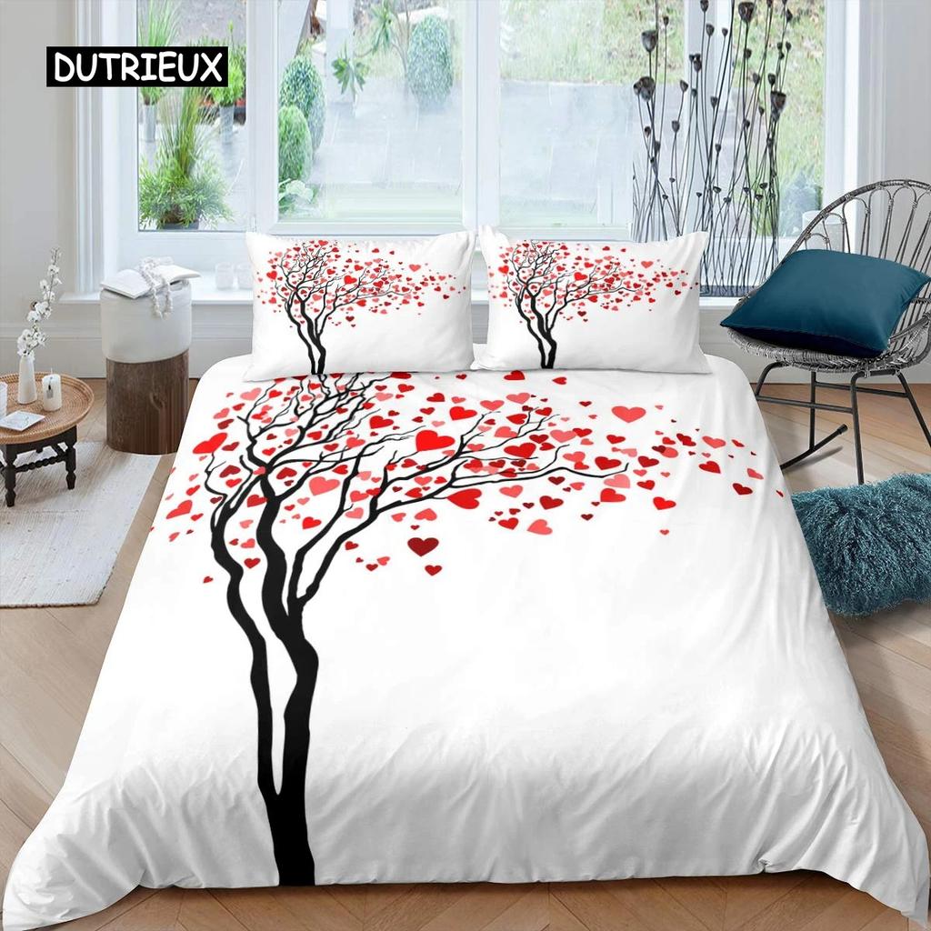 Tree of Life Duvet Cover Set Natural Scenery Bedding Set Botanical Branches Comforter Cover Autumn Leaves King Size Quilt Cover