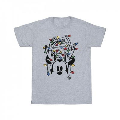 Mens Mickey Mouse Christmas Head Lights T-Shirt