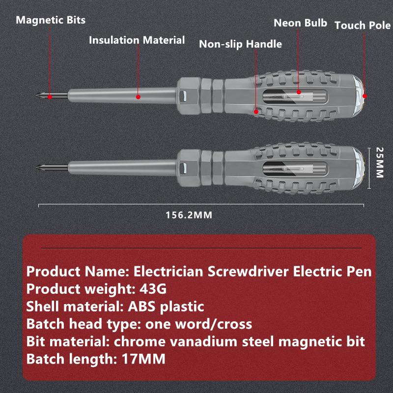 2in1 Hohes Drehmoment Starker Magnetischer Schraubendreher Stromdetektor Schaltungserkennungstester Haushalt Hochpräzisions-Schraubendreher