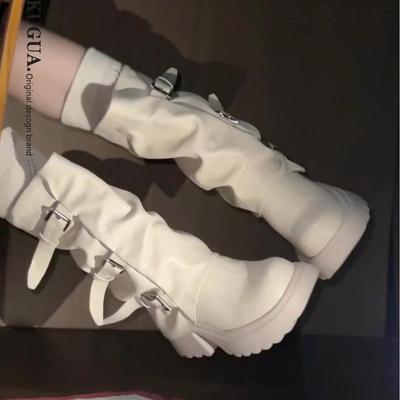 White Platform Boots Women's New Summer Retro Versatile Short Boots Trousers Knight Boots Slim Boots