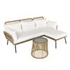 3-Piece Rattan Garden Furniture Set, PE Rattan, 1 Corner Sofa, 1 Lounger, Incl. Cushions, Weather-Resistant, Coffee+Cream
