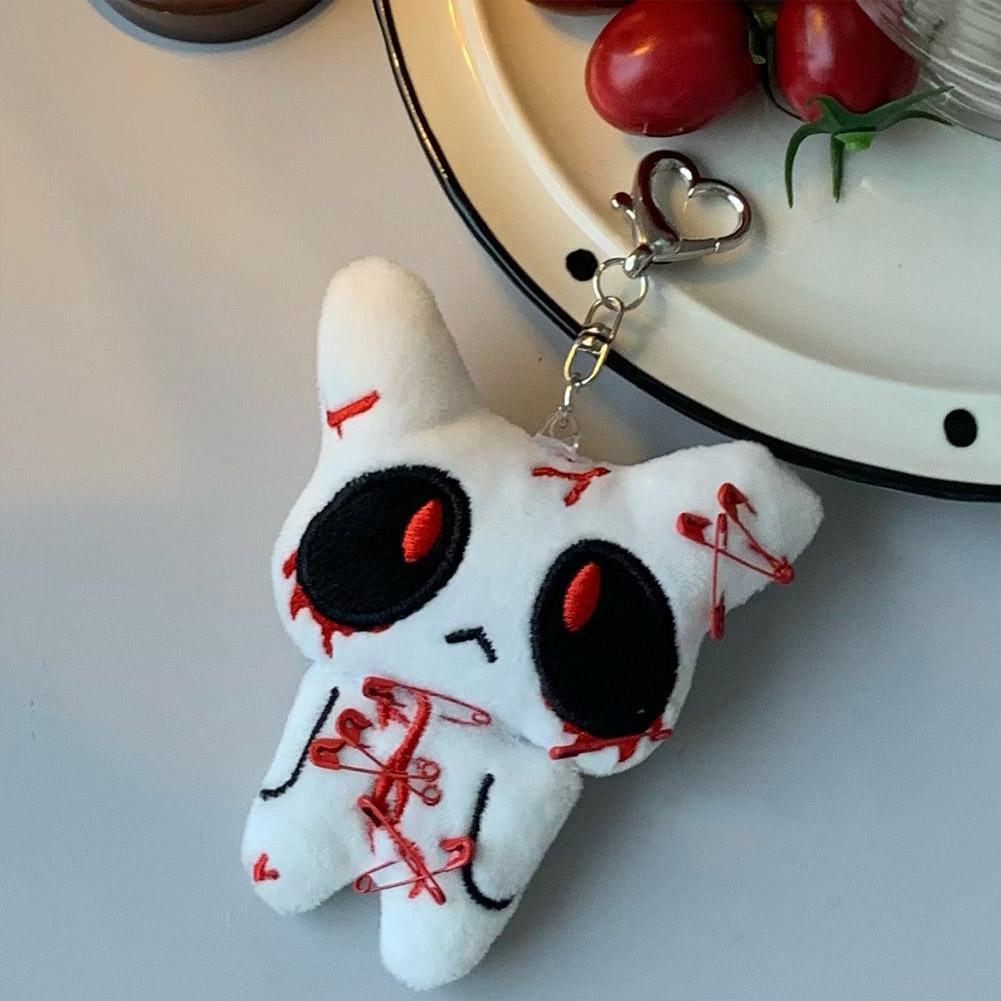 Halloween Ghost Doll Key chain Plush Bloody Doll Gothic style Scary Backpack Pendant Heart Buckle Pendant for gift