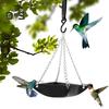 Hanging Bird Feeder Outdoor Hummingbird Feeders Faux Leather Feeding Tray Metal Mesh Attracting Wild Birds Square Platform
