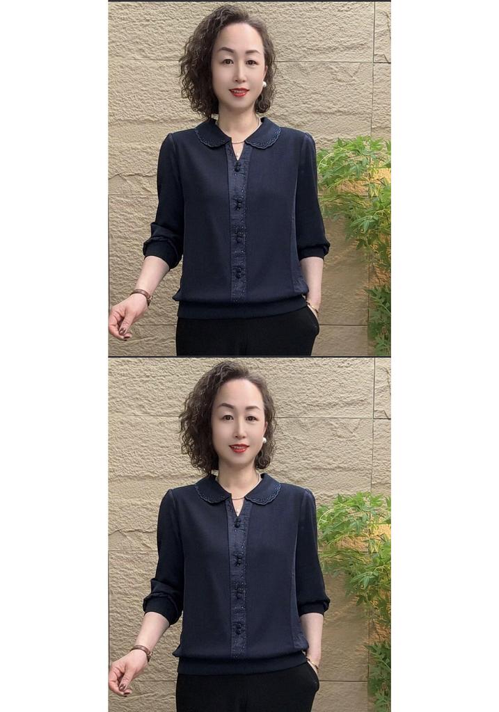 2026 Spring & Autumn Long-Sleeve Stylish T-shirt for Middle-aged Women