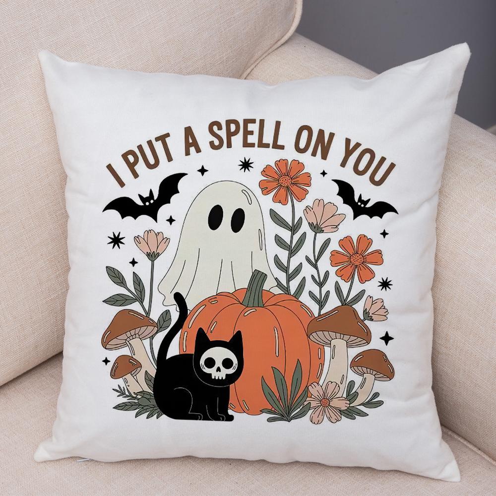 Witch Vibes Pillowcase Double Print Spooky Cats Cushion Cover Soft Plush Magic Potions Pillowe Case for Sofa Home Car