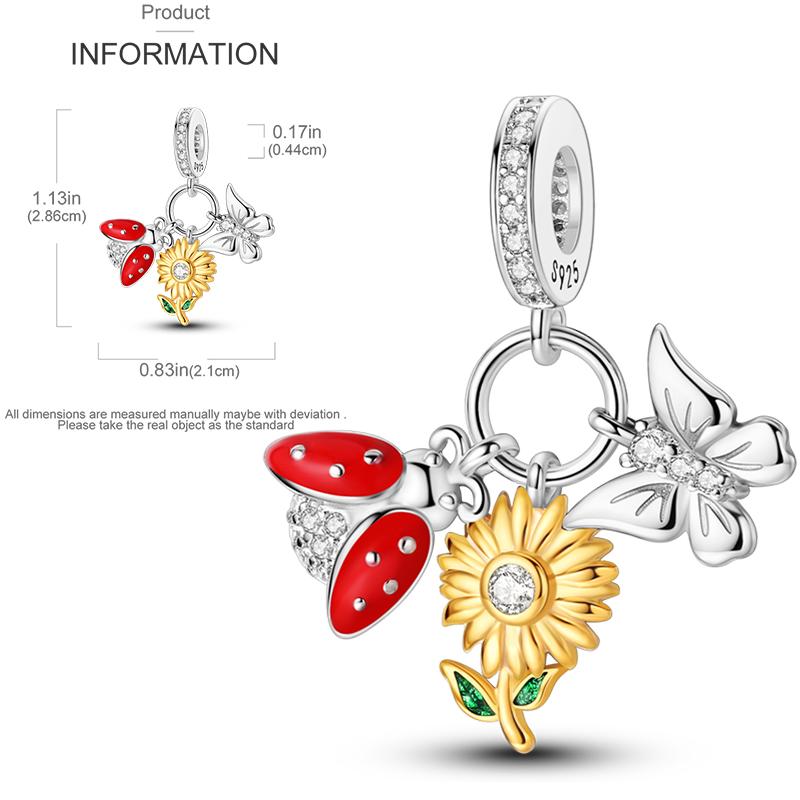 Elk Dinosaur Luminous Firefly Dangle Charm Flower Beads Sale Copper Fit Bangle Bracelet Diy Jewelry Charms