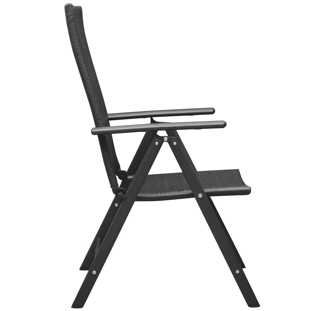 vidaXL Stapelbare Gartenstühle 2 Stk. Poly Rattan Schwarz