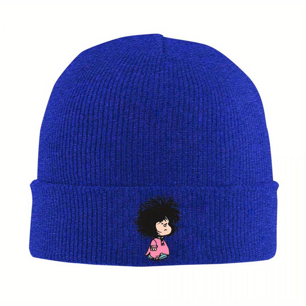Mafalda With Disheveled Hair Knitted Hat Beanies Autumn Winter Hats Warm Color Anime Cartoon Cap for Men Women