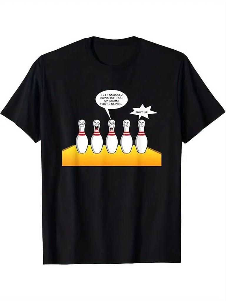 Funny Bowling Pins Oh No Here Comes The Ball Graphic T Shirt for Women Summer Casual Short Sleeve Tee Perfect Gift for Bowlers