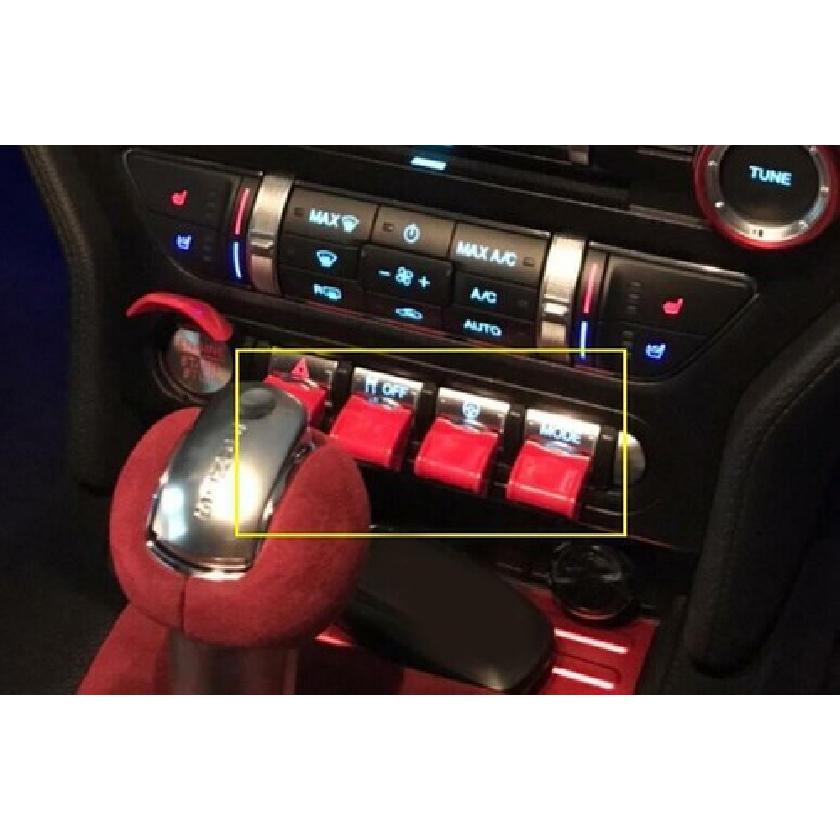 Console Multimedia Button Switch Trim 4PCS For Ford Mustang 2015- Bright Red