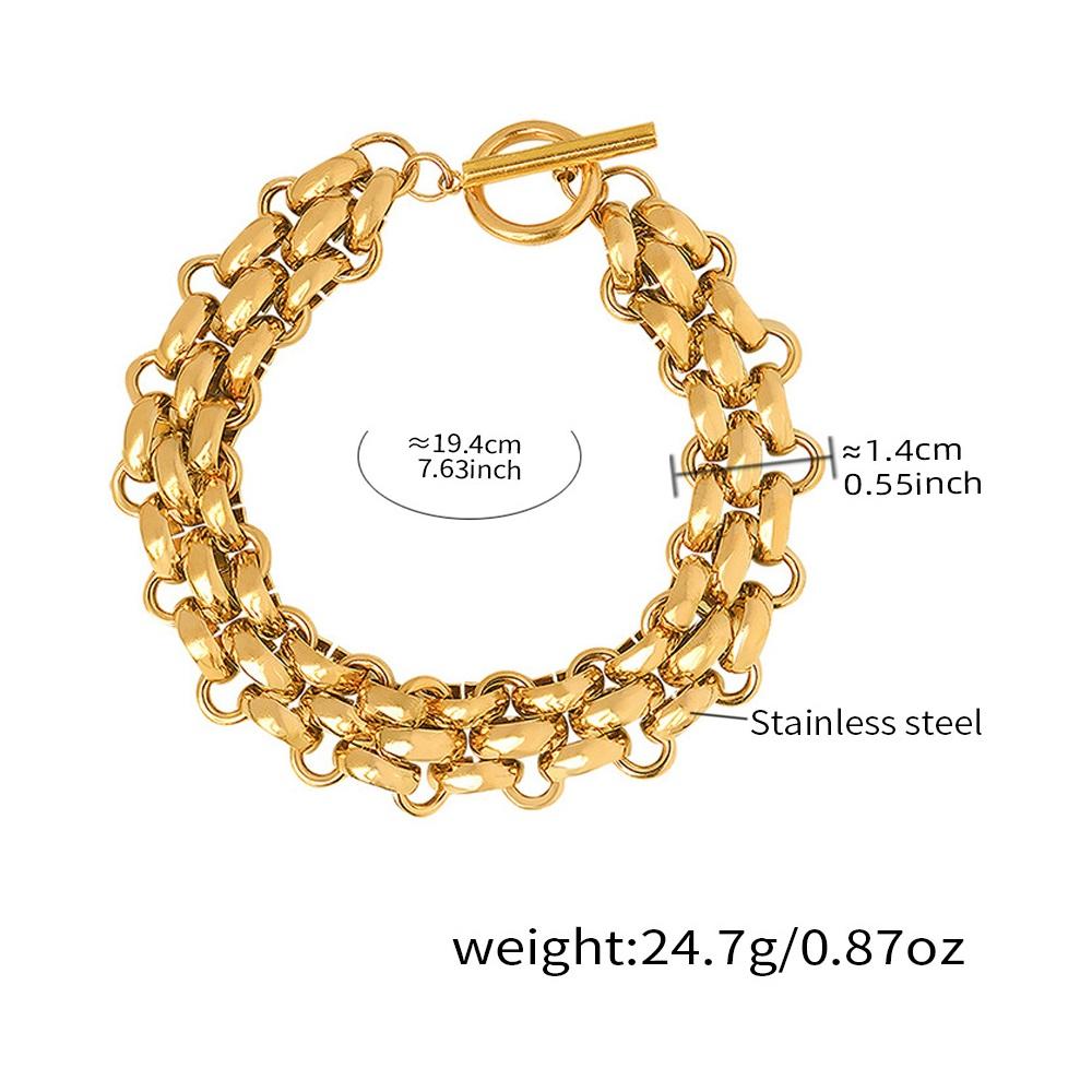 Tarnish Free & Waterproof Joolim Jewelry 18K Gold Plated Chunky Toggle Link Chain Stainless Steel Necklace