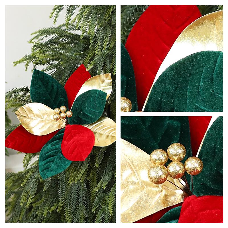 New Plush Christmas Flower Ornaments - Fake Blossoms for Tree and Scene Decor