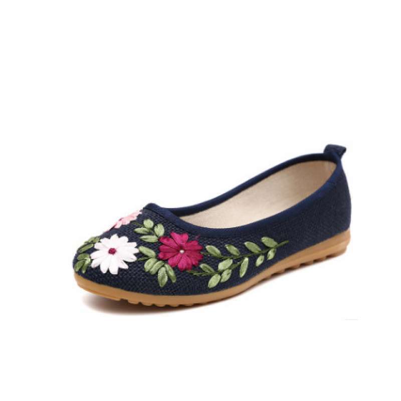 Frühlings- und Sommer-Damen-Stickschuhe alte Nordstoffschuhe Damenschuhe Ethno-Stil Schuhe Oma mittelalterliche und ältere Mutter flach s