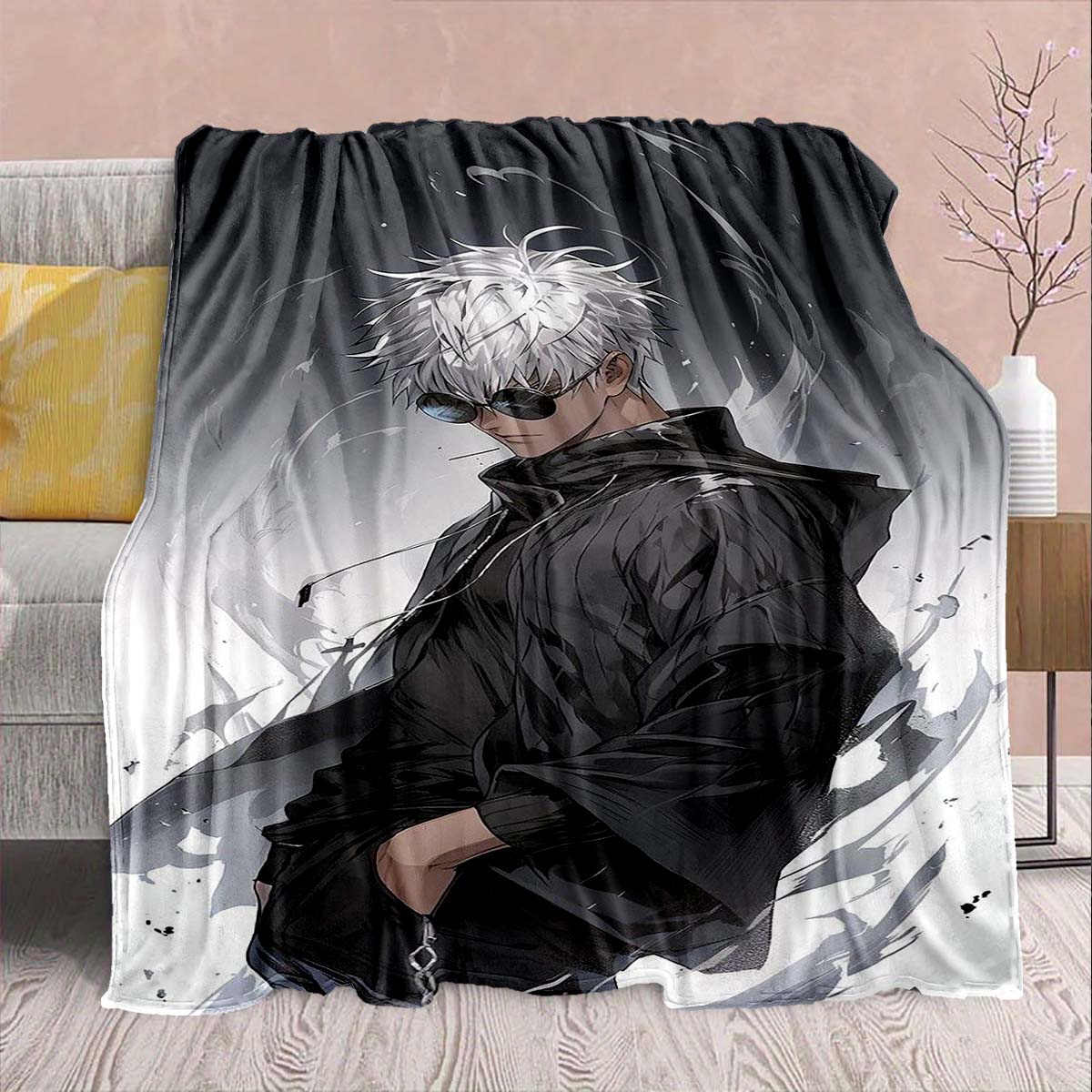 

Jujutsu Kaisen Flannel Design Blanket Soft Warm Throw Lightweight Cozy Sofa Bed Decor -QJY 75x90cm