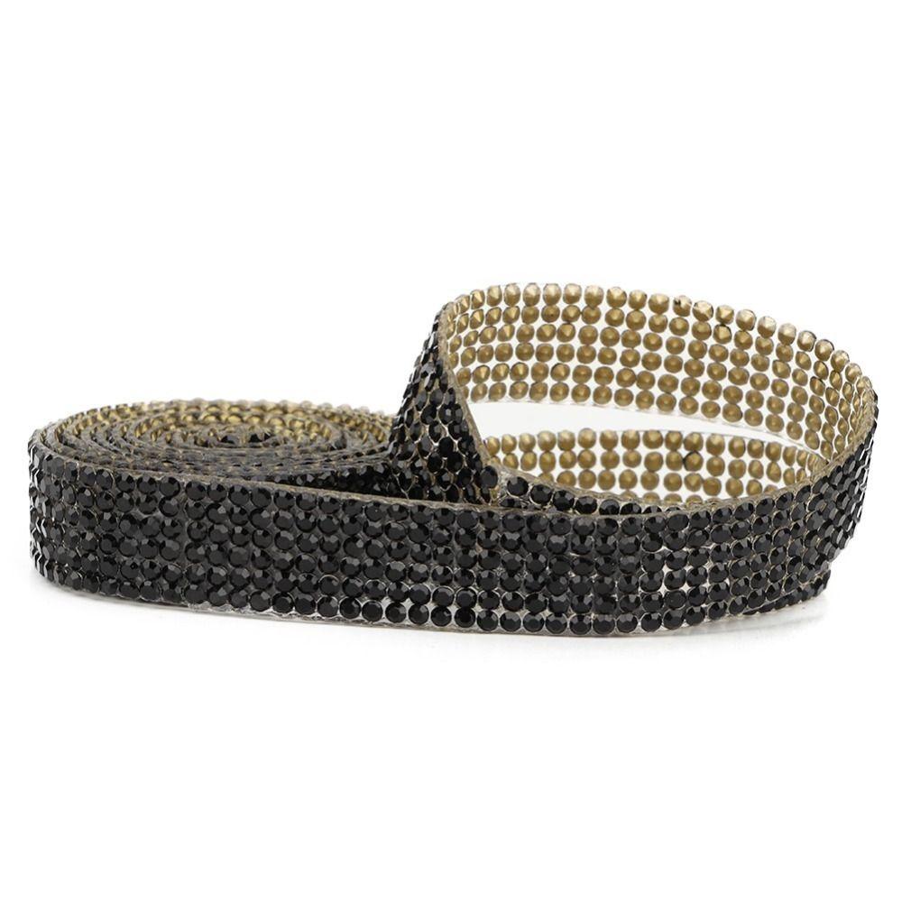 1pcs 1.2cm Width Rhinestone Ribbon Trim Iron On Crystal Glass Mesh Banding For DIY Crafts