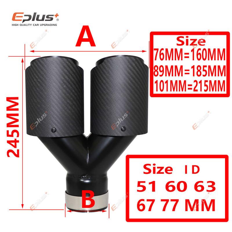 

Car Y Shape Carbon Fiber Matte Muffler Tip Double Exit Exhaust Pipe Mufflers Nozzle Decoration Universal Stainless Black 51MM-76MM