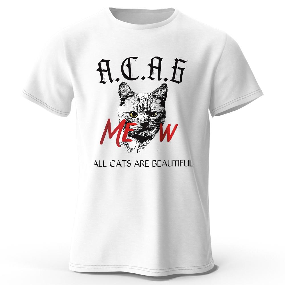 Playful Cat Doodle Print 100% Cotton T-Shirt, Soft & Breathable Round Neck Short Sleeve Tee, Unisex Cute & Fun Style