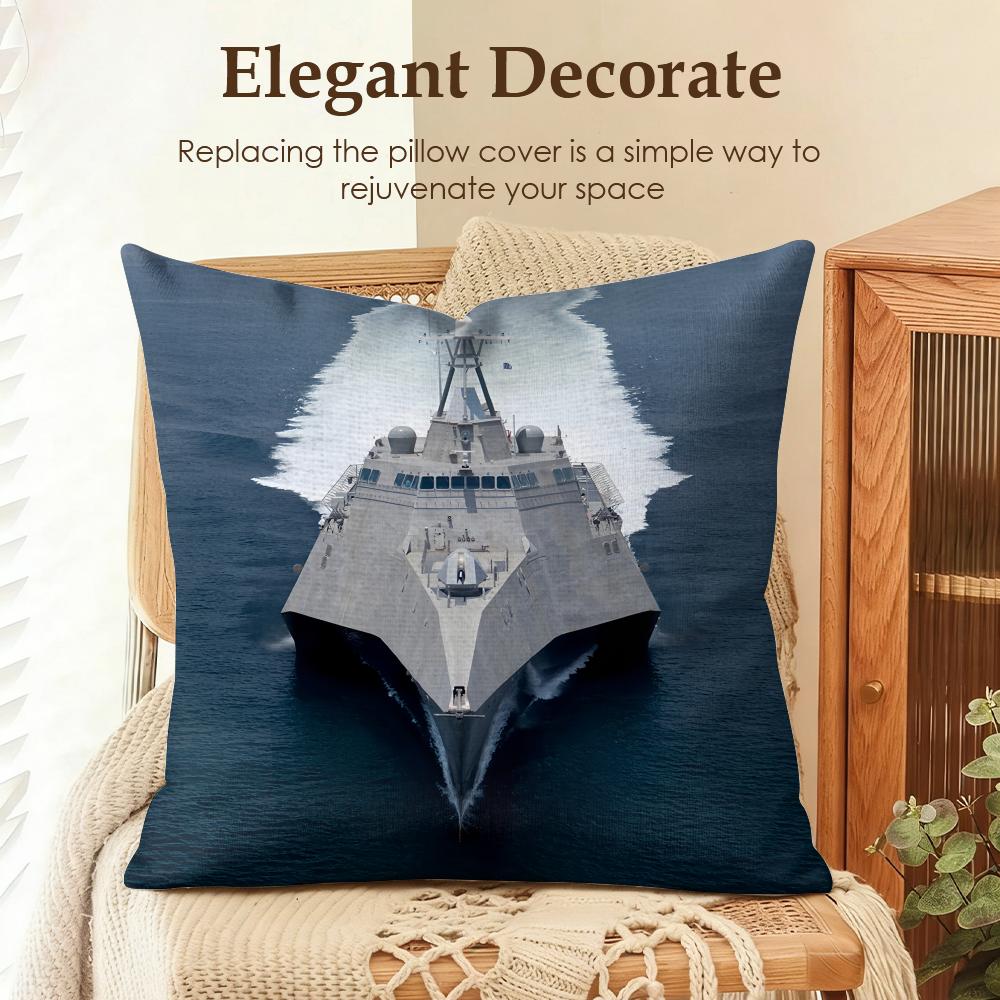 Destroyers Usa Cool Cushion Cover Natural Linen Organic Fabric Double-Sided Printing Sofa Home Decor Gift Pillow Case
