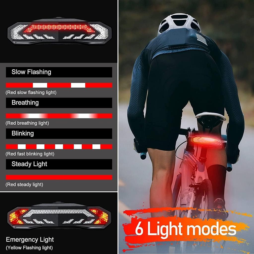 NineLeaf Smart Bike Tail Light with Turn Signals and Brake Light, Anti-Theft Bicycle Alarm Tail Light with Electric Bell and Automatic Brake
