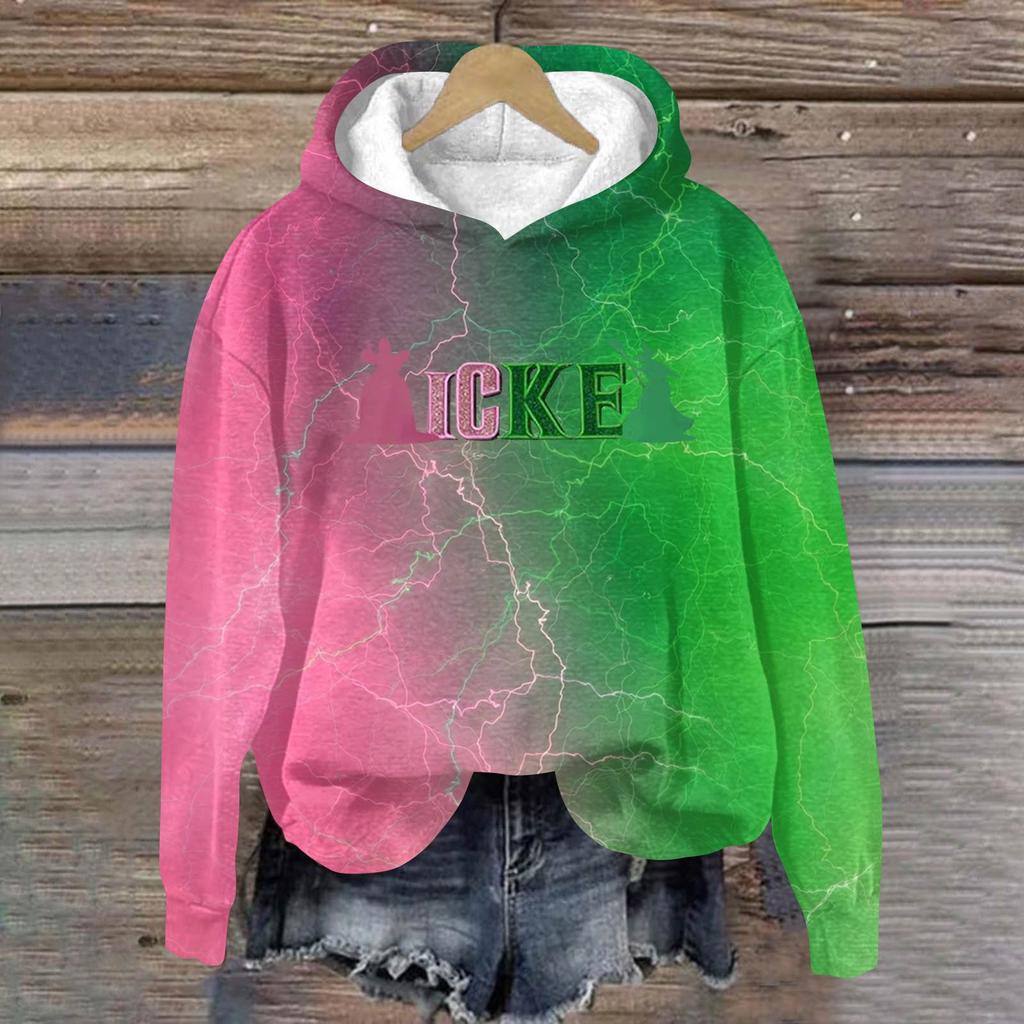 Women's Fashionable Casual Oversized Long-Sleeved Hooded Print Pullover Sweatshirt