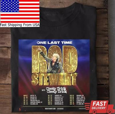 Rod Stewart 2025 Tour Trick T-Shirt Black Cotton All Size S-5XL Unisex T-Shirt